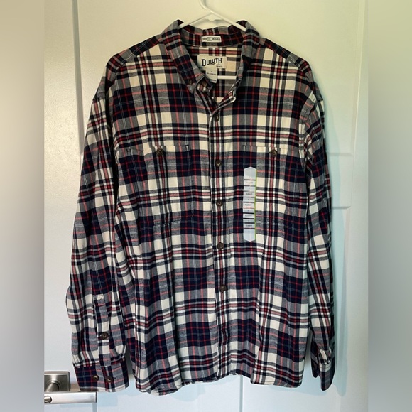 NWT Duluth Trading Co. Men’s Flannel Relaxed Fit Shirt Size Lg. 100% Cotton - Picture 1 of 5